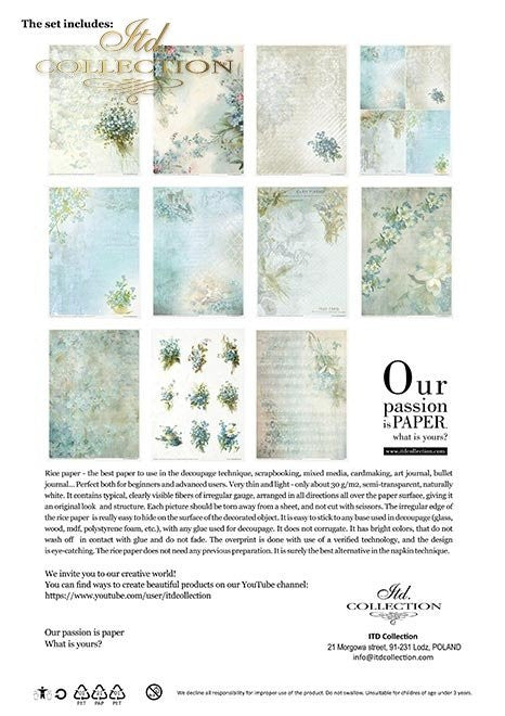 ITD Collection Rice Paper Pack Flower Post Forget me Not
