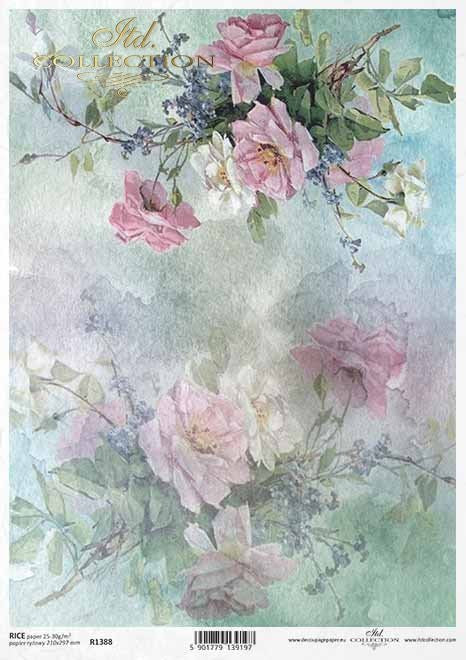 ITD Collection Watercolor Florarl Rice Paper A4