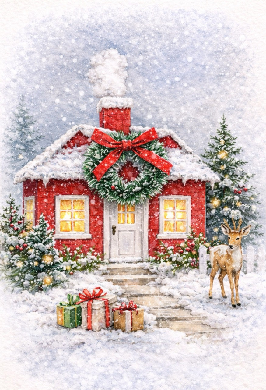 Putz House Red - Christmas Houses - Shannon Stefanacci