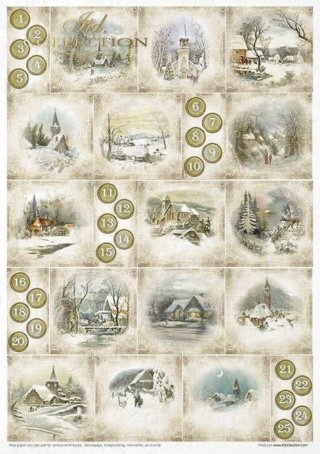 ITD Collection Rice Paper Pack of 11 Vintage Advent Calendar