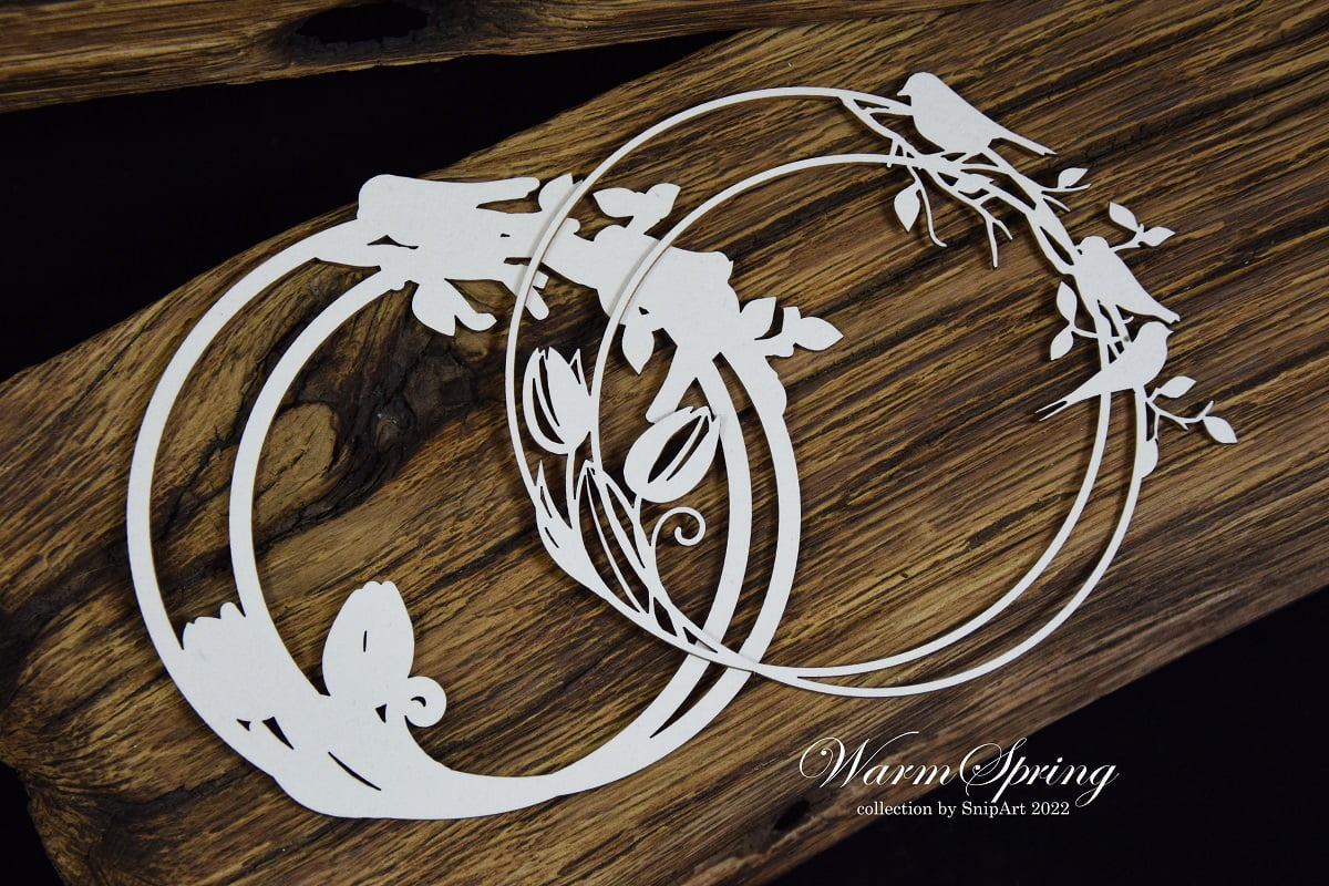 Snipart Warm Spring - Layered Chipboard Spring Circle Frame