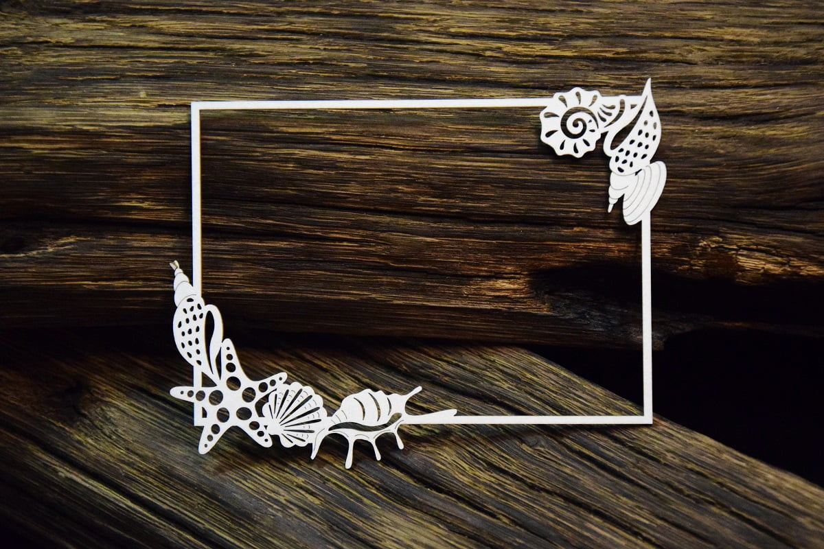 Snipart Tropical Adventure Frame with Seashells Large Rectangle