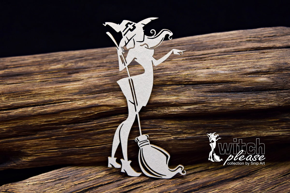Snipart Witch Please Witch with a Broomstick Chipboard