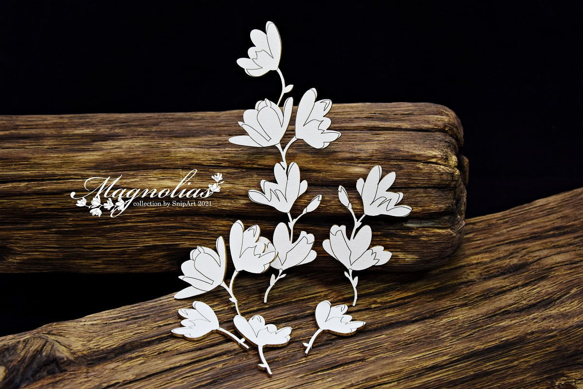 Snipart Magnolias - Twigs of Flowers Chipboard Set