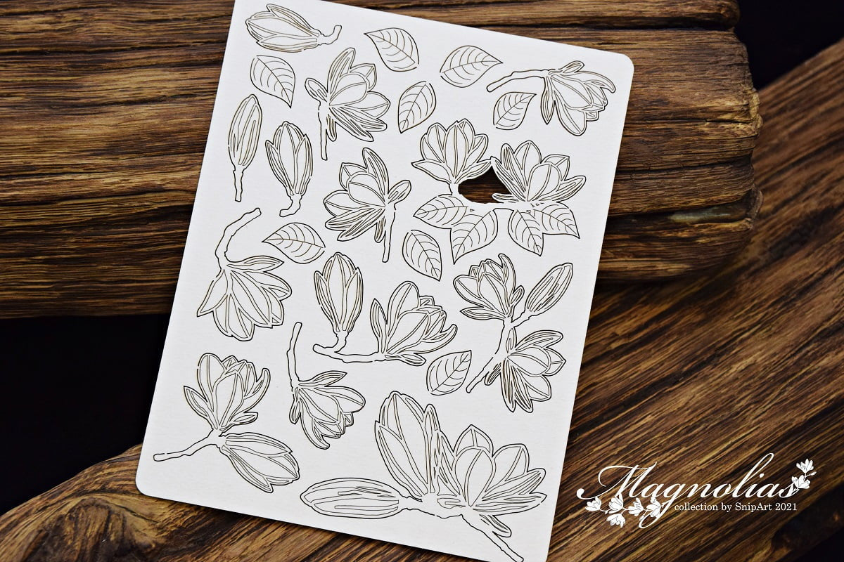 Snipart Magnolias Sheet of Magnolia Flowers Chipboard