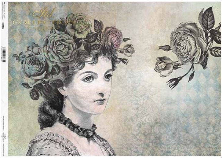 ITD Collection Flower Crown Girl Rice Paper A3