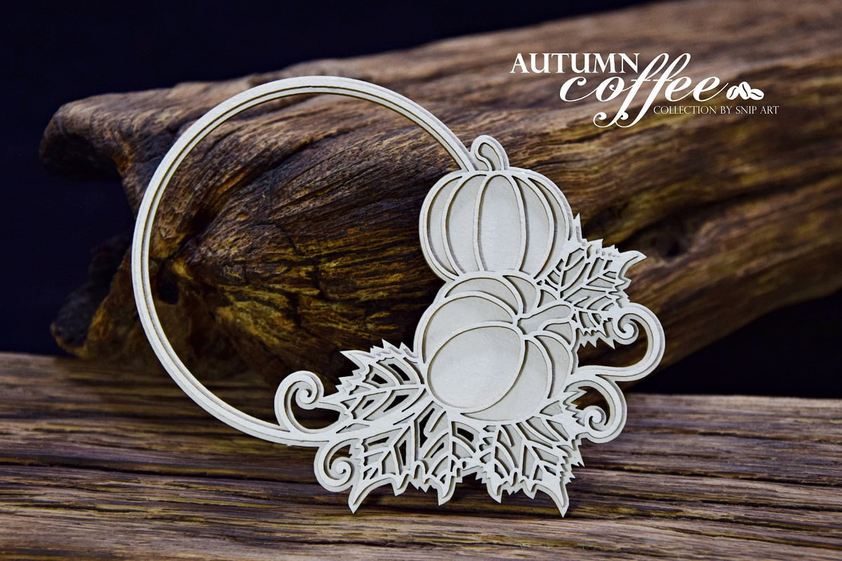 Snipart Autumn Coffee - Round Frame - layered chipboard