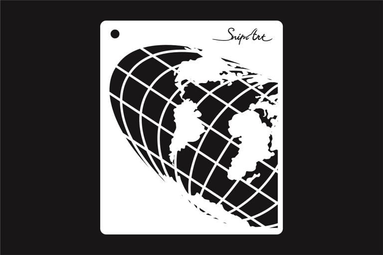 Snipart Stencil - Up in the Air Globe - 15 cm x 15 cm