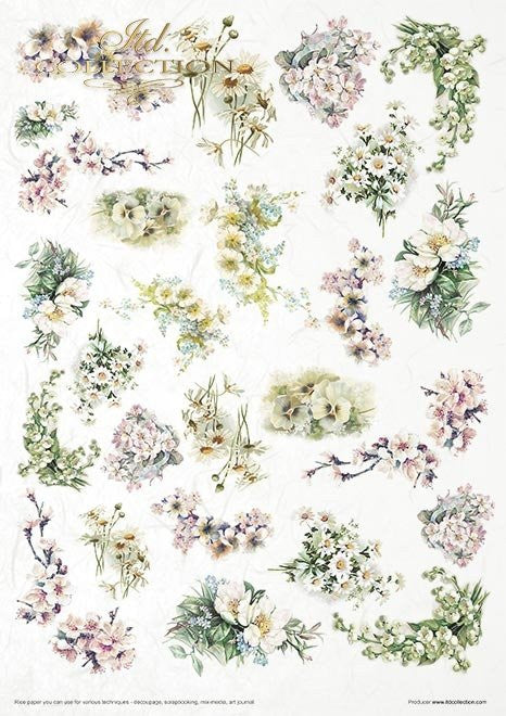 ITD Collection Rice Paper Pack Flower Post White