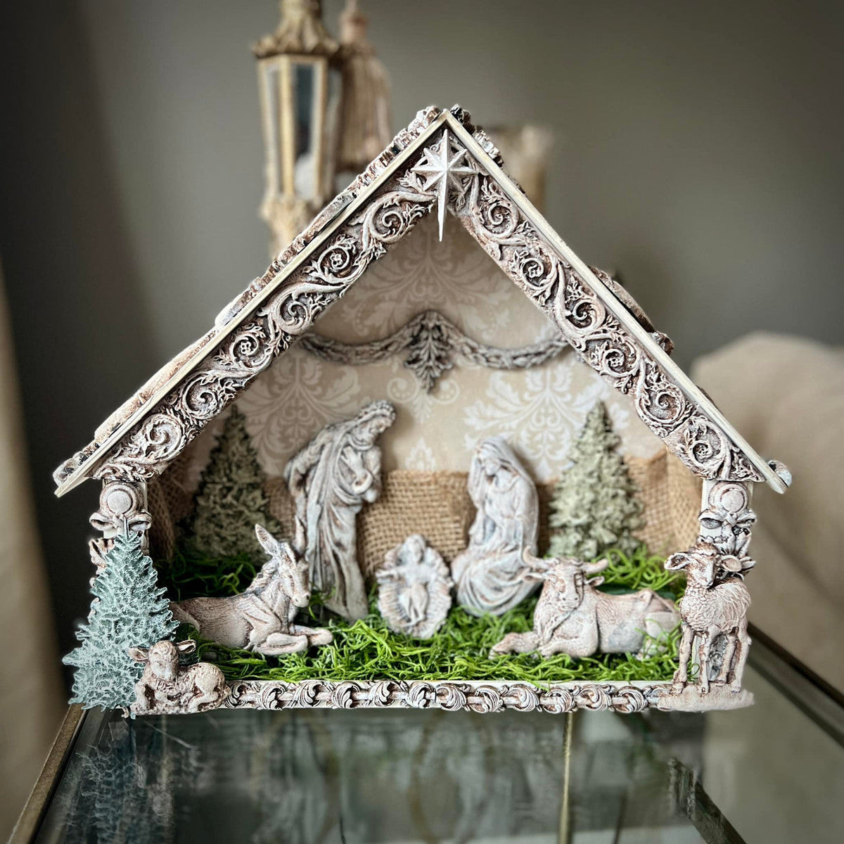 Decoupage Queen Holy Family silicone mould with Mary, Joseph, baby Jesus and star accents