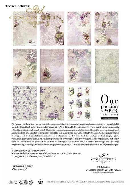 ITD Collection Rice Paper Pack Post Flower Post Violet