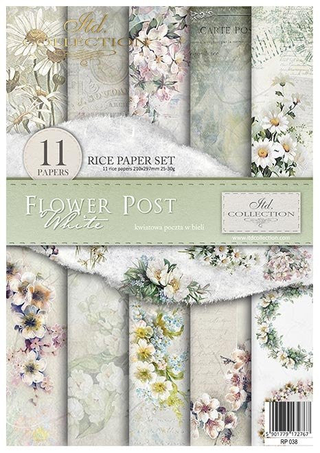 ITD Collection Rice Paper Pack Flower Post White