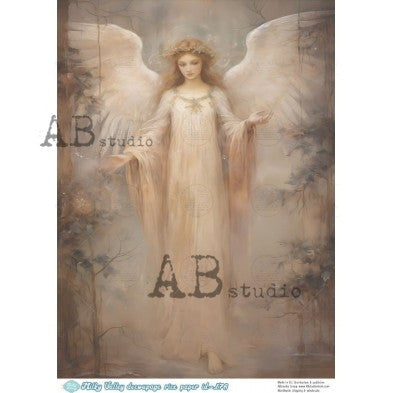 Ethereal Angel Illustration Decoupage Paper – A4
