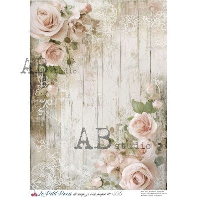 Soft Rose Lace Background Pattern Decoupage Paper – A4