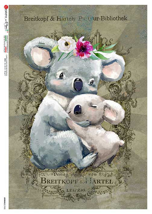 Paper Designs Rice Paper Cuddly Koalas PD ANIMALS 0185