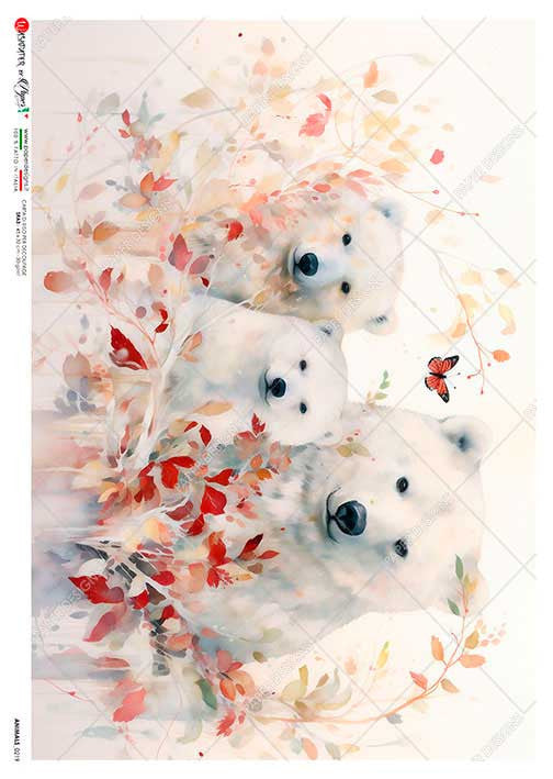 Paper Designs Polar Bear Family Rice Paper