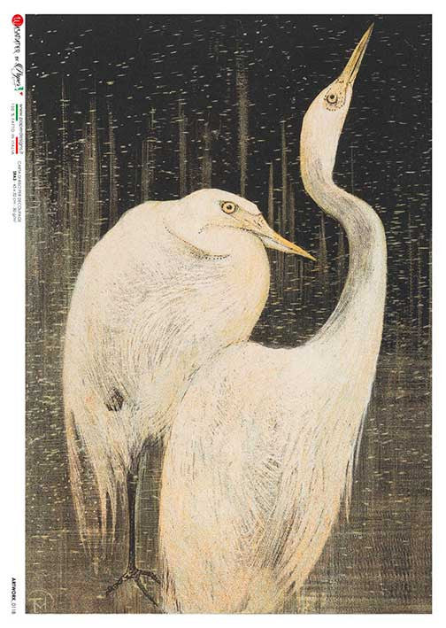Paper Designs Rice Paper Van Hoytema Two Cranes PD ARTWORK-0118