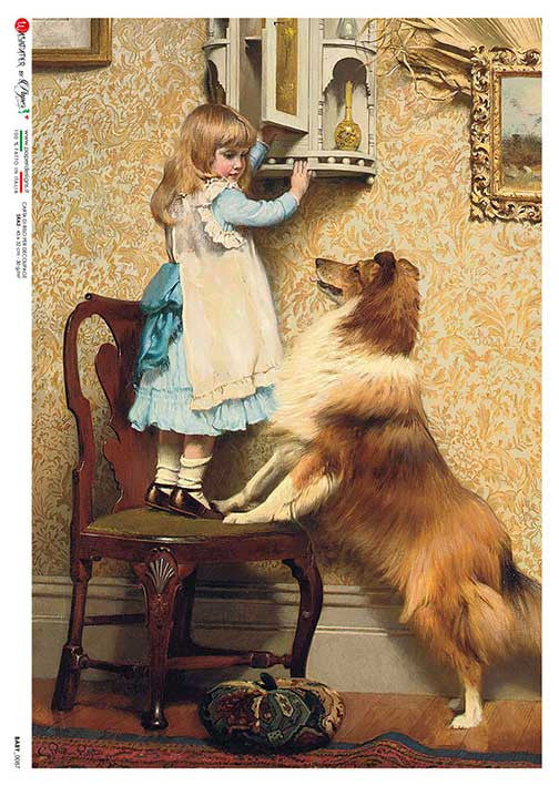 Paper Designs Rice Paper Girl and Collie PD BABY 0087