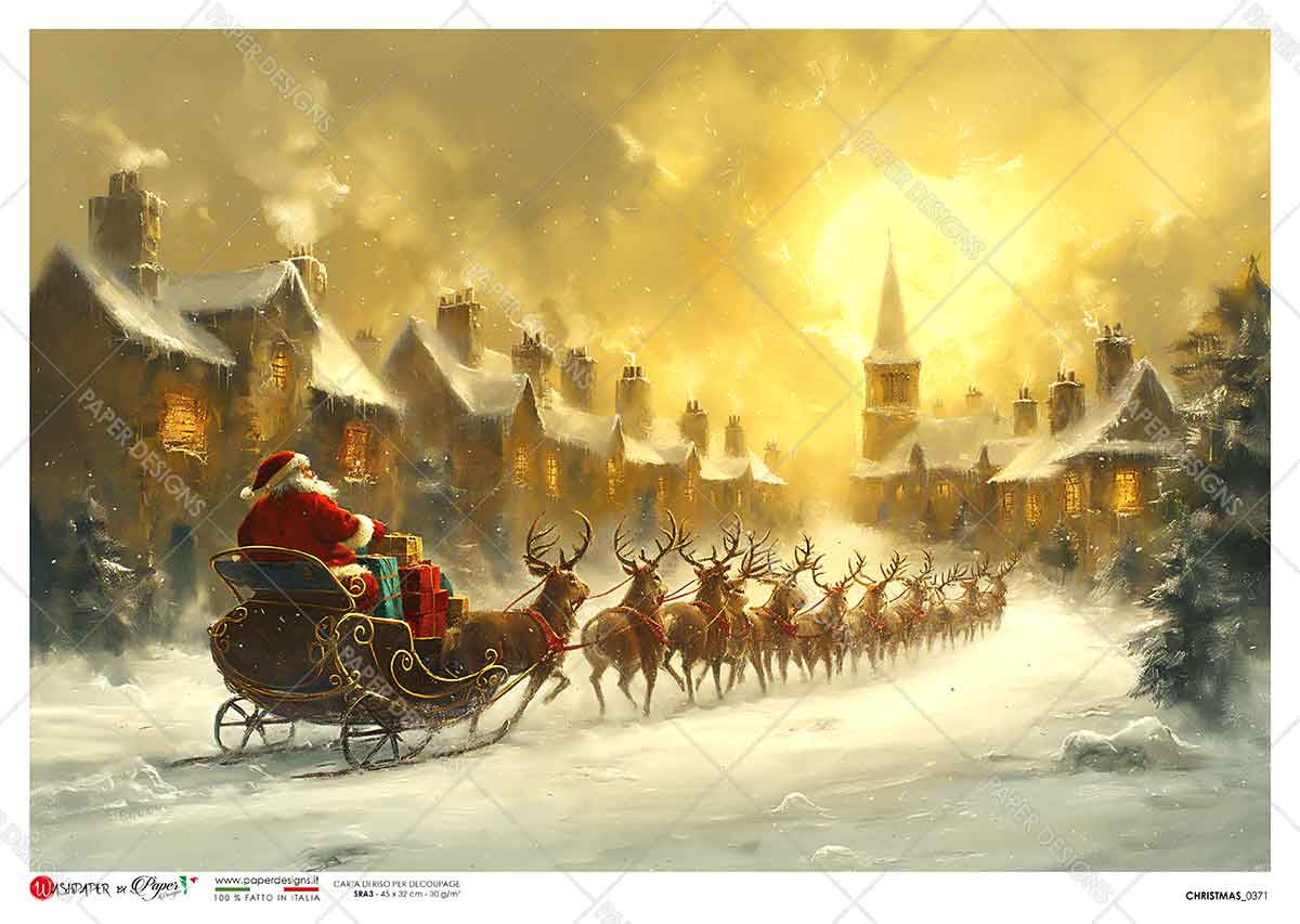 Paper Designs Sledding through Town I Rice Paper