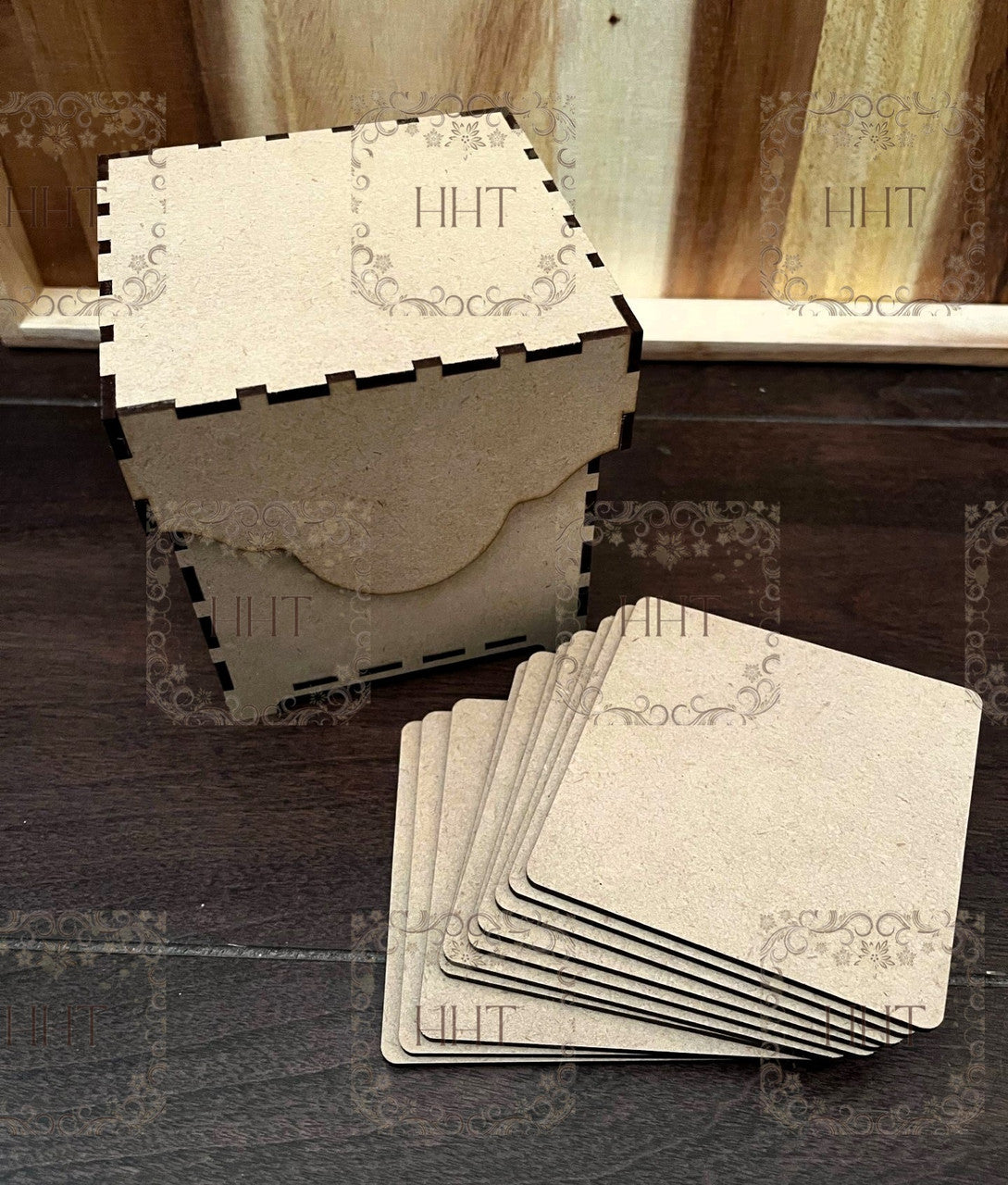 Handcrafted Holiday Traditions MDF Coaster Box with 10 Coasters