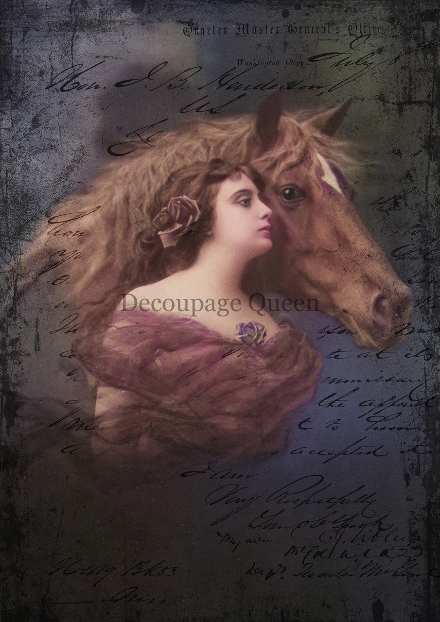 Decoupage Queen Equestrian Beauty Rice Paper