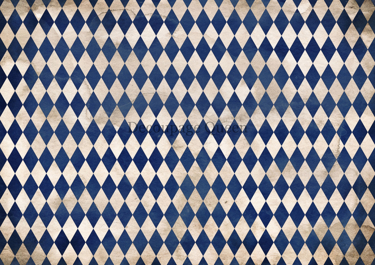Decoupage Queen Navy Blue Harlequin Rice Paper