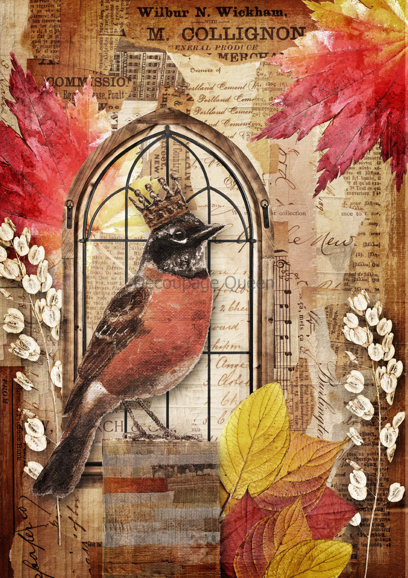 Decoupage Queen Crowned Robin