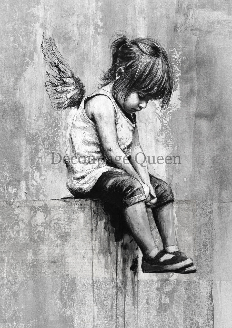 Large Format Decoupage Queen Andy Skinner Contemplating Rice Paper