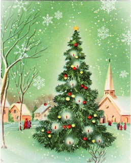 Village Tree - Seasons Greetings 1962 - ellen j goods