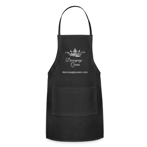 Decoupage Queen Branded Apron, Black with White Logo
