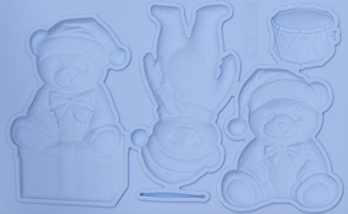 LaBlanche Teddy Bears silicone mould with three festive teddy bear designs