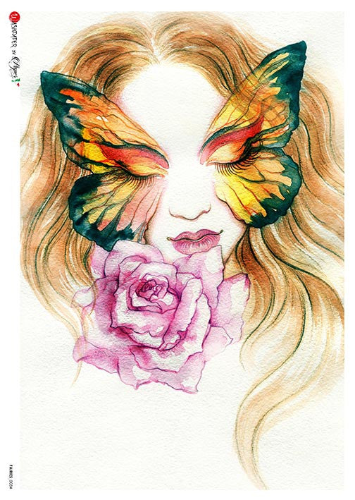 Paper Designs Lady with a Butterfly Mask Rice Paper