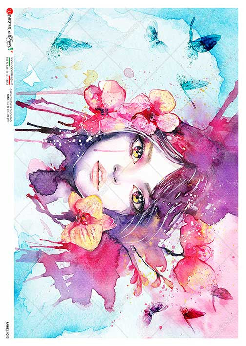 Paper Designs Watercolor Pink and Blue Fairy Rice Paper