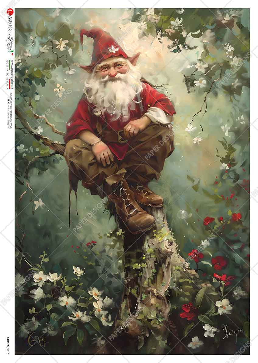 Paper Designs Perching Santa Gnome Rice Paper