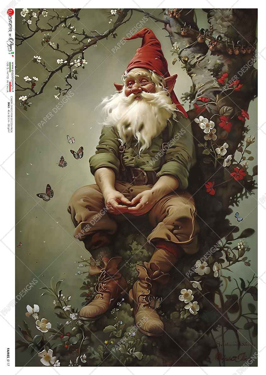 Paper Designs Pondering Christmas Gnome Rice Paper