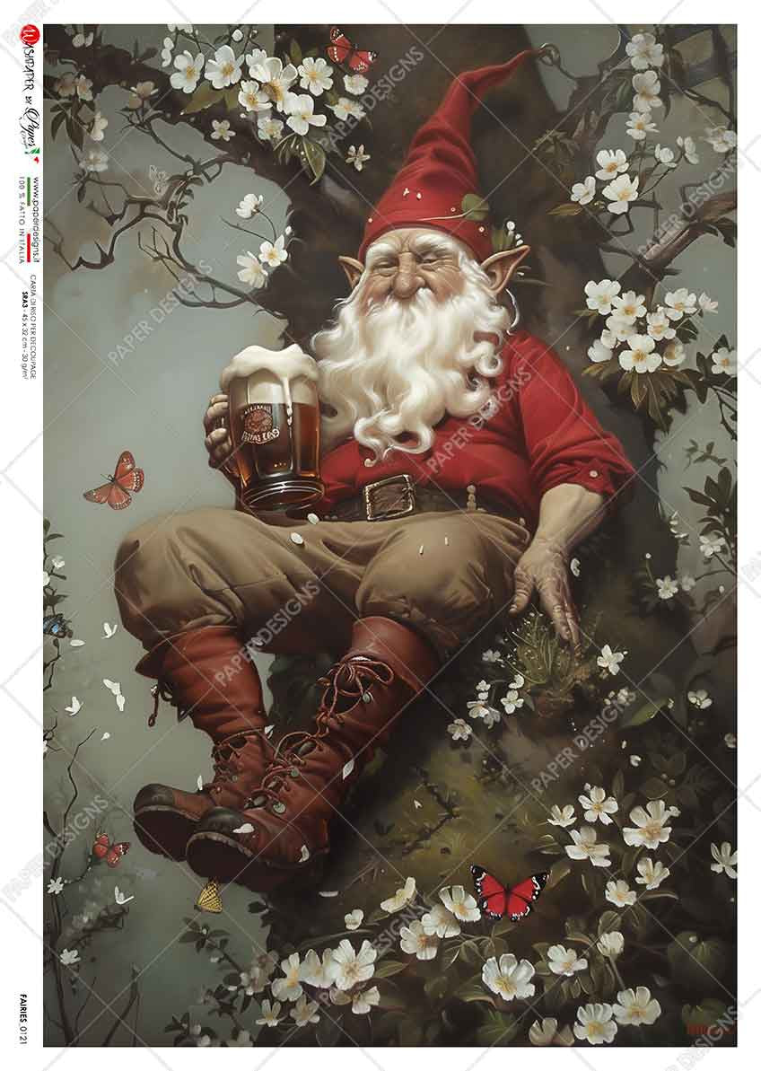Paper Designs Cheerful Christmas Gnome Rice Paper
