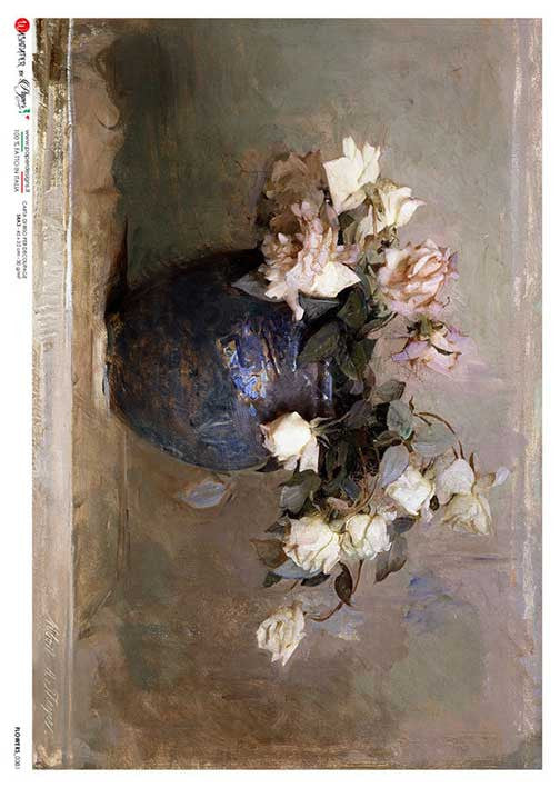 Paper Designs Rice Paper Vase of Flowers Painting PD FLOWERS 0381