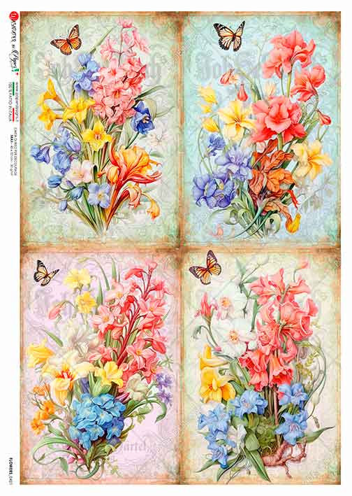 Paper Designs Spring Wildflower Bundle 4 Pack A4 Rice Paper