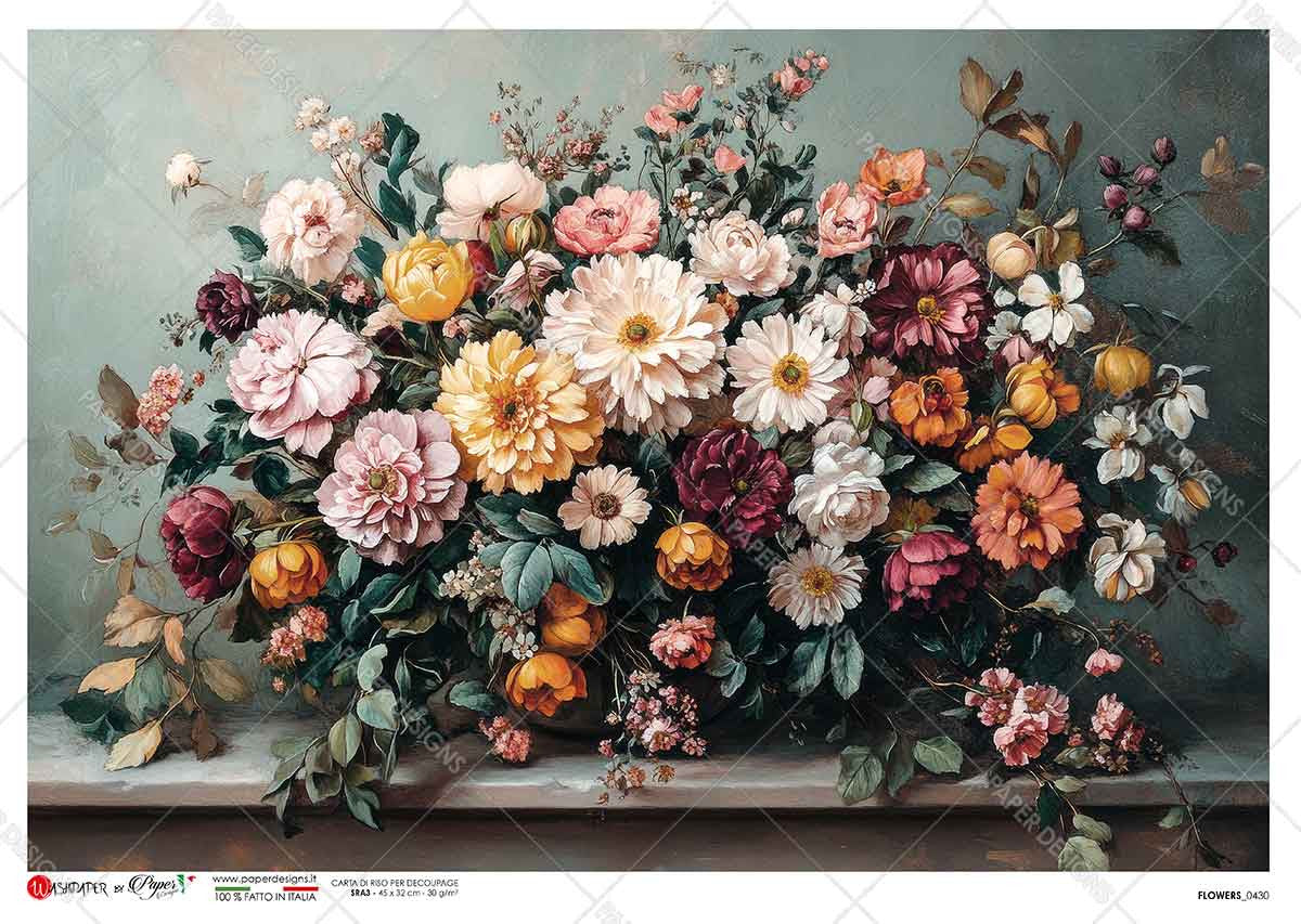 Paper Designs Large Floral Arrangement Still Life Rice Paper
