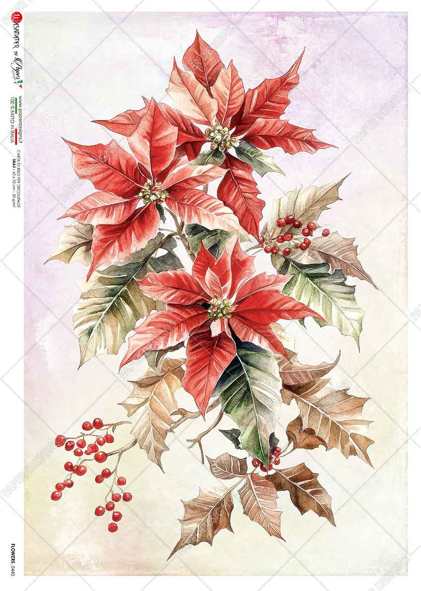 Paper Designs Festive Poinsettia Arrangement Rice Paper