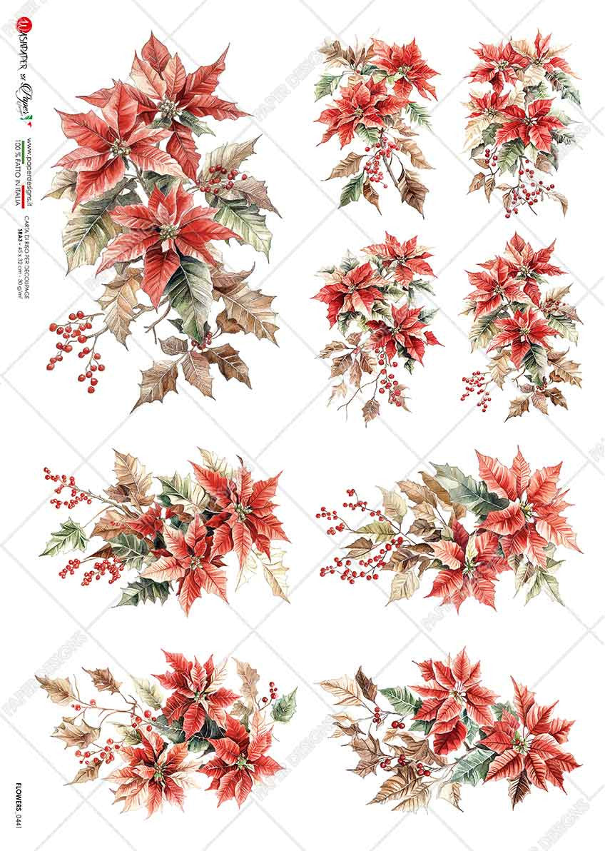 Paper Designs Poinsettia Snippets Rice Paper