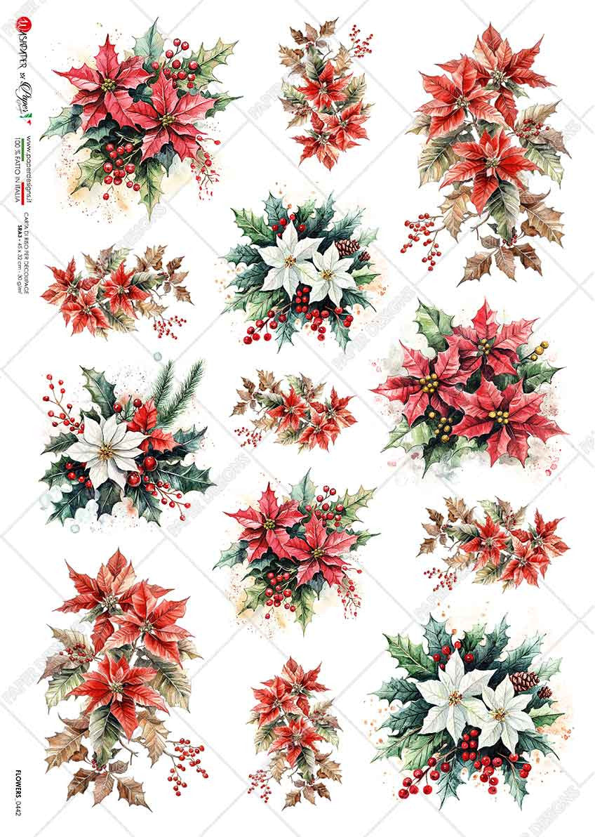 Paper Designs Poinsettia Snippets II Rice Paper