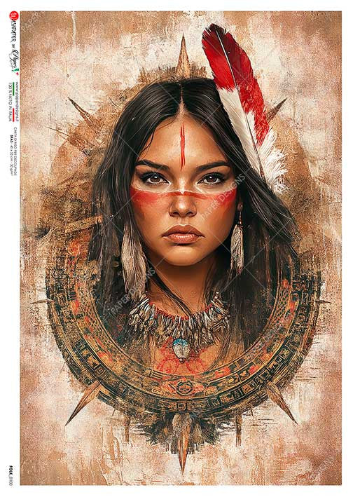 Paper Designs Native American Woman Tribal I Rice Paper