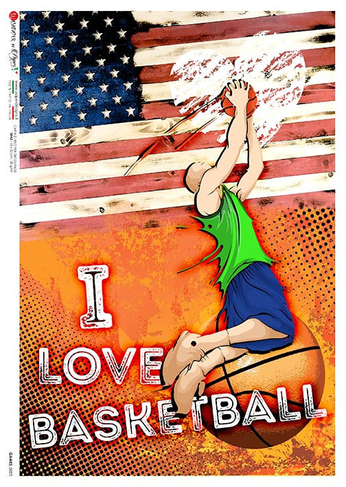 Paper Designs I Love Basketball Rice Paper