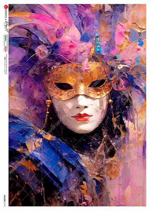 Paper Designs Mardi Gras A4 Rice Paper