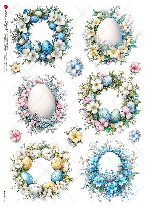 Paper Designs Floral Egg Wreaths Rice Paper