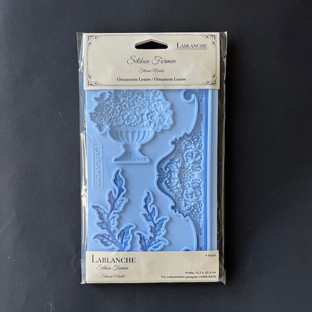 LaBlanche Ornament Louise silicone mould with urn bouquet and decorative swag