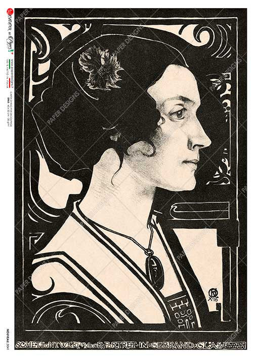 Paper Designs Rice Paper Black and White Profile Nouveau 0041