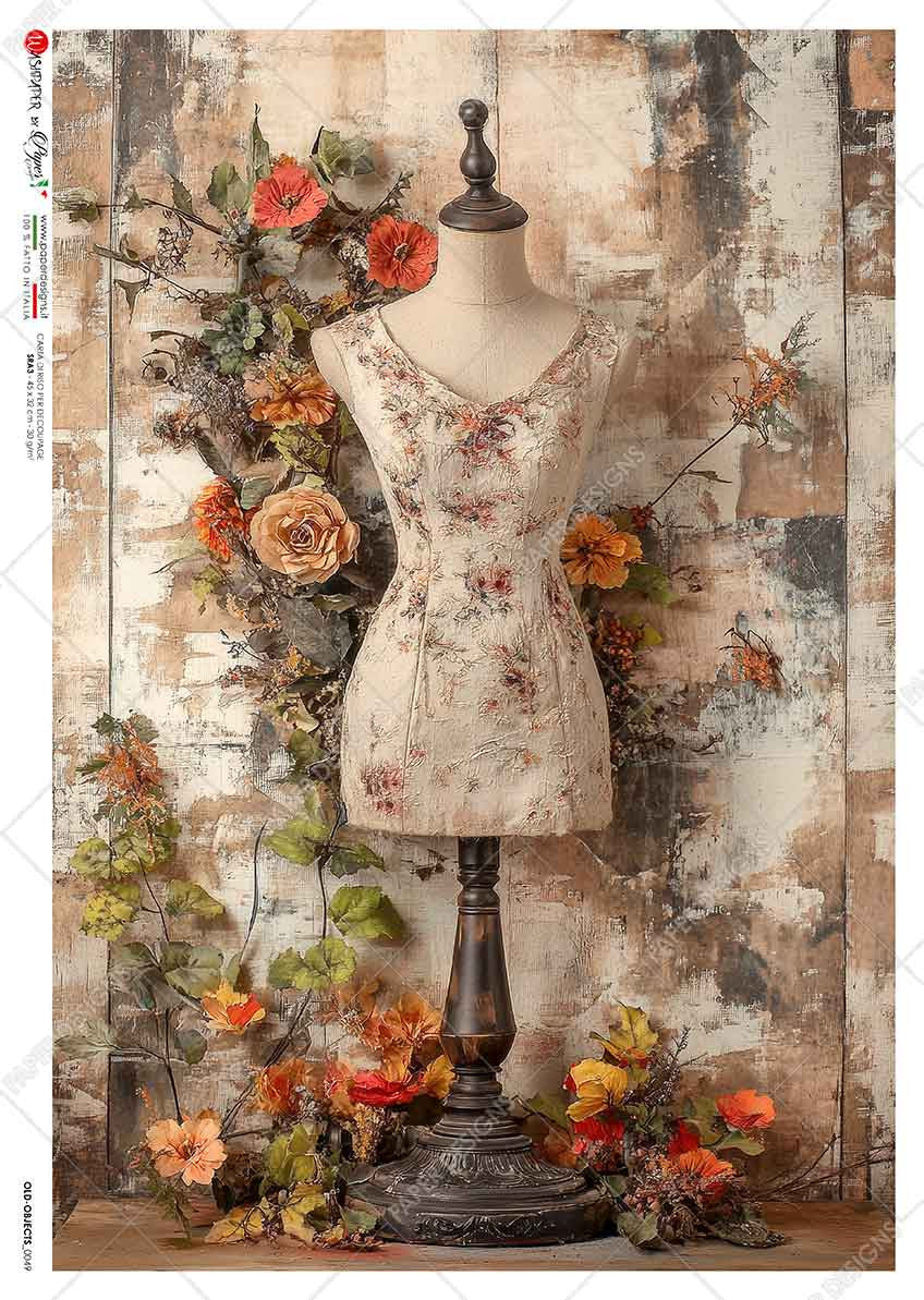 Paper Designs Vintage Dress Form Autumn Neutrals Rice Paper