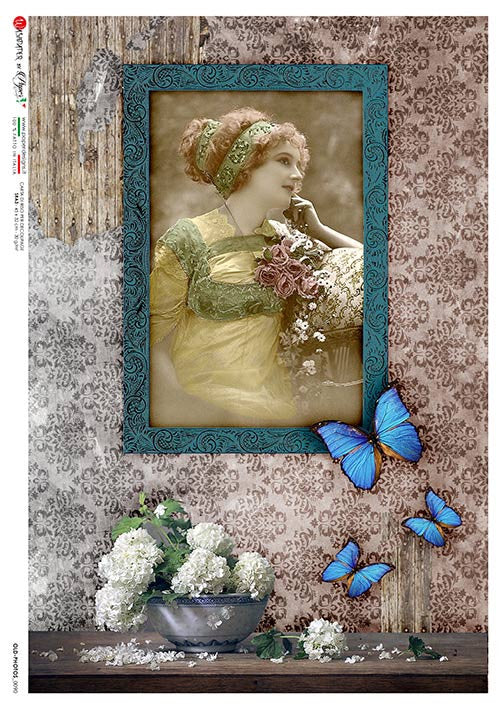 Paper Designs Victoria Framed Wistful Woman Rice Paper